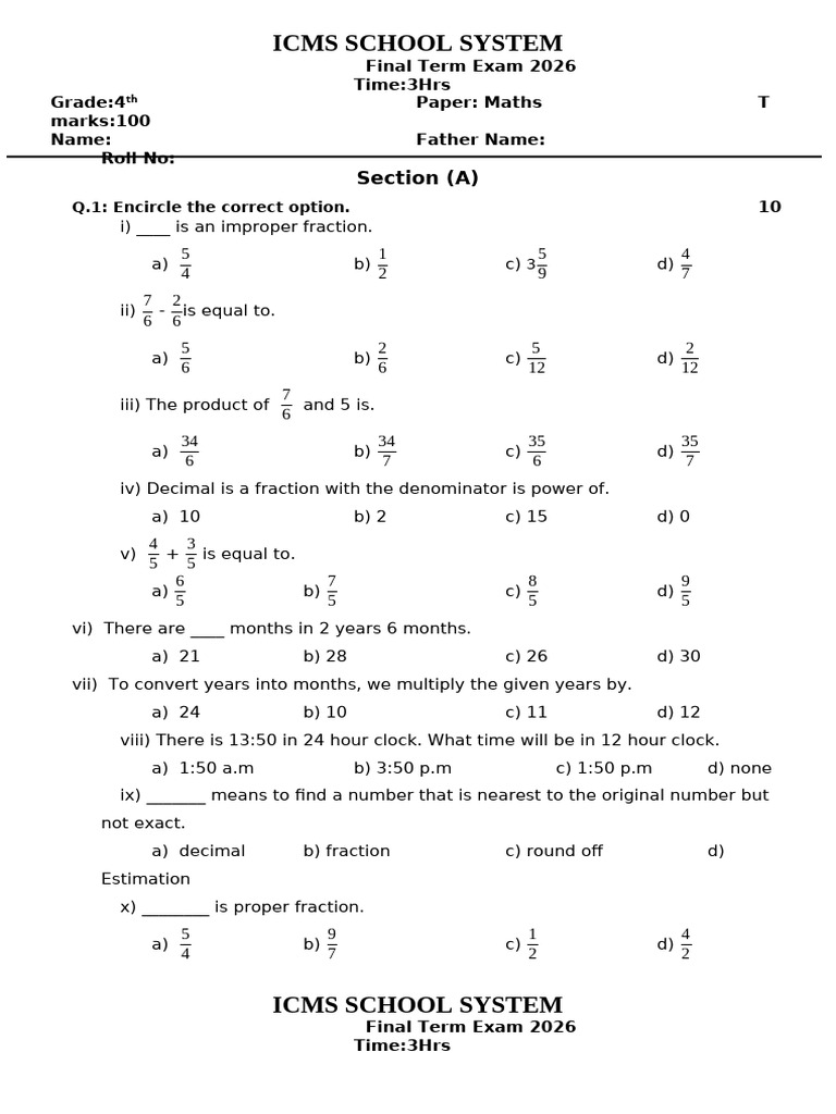 4th Maths | PDF | Division (Mathematics) | Discrete Mathematics