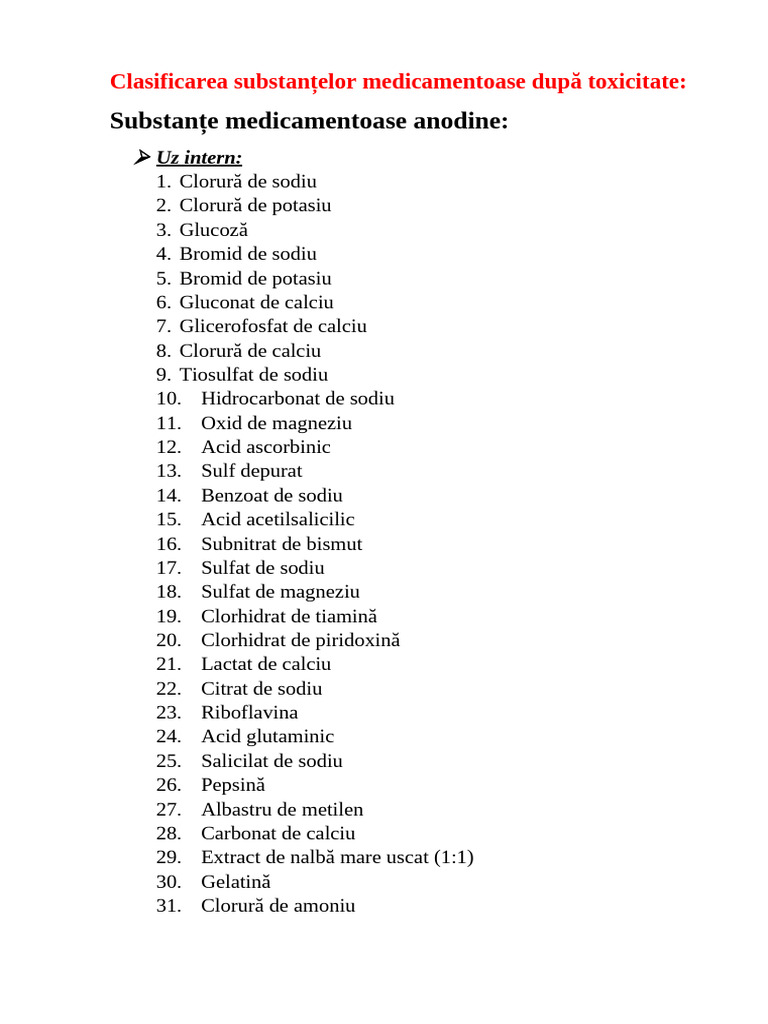Clasificarea Substantelor Medicamentoase Dupa Toxicitate-120454 | PDF