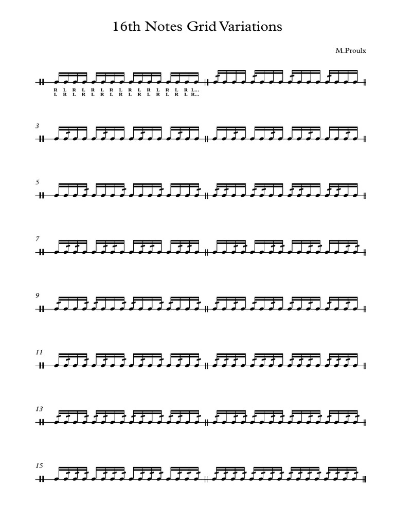 47 - 16th Notes Grid Variations | PDF