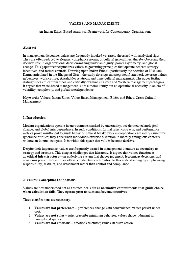 Values and Management | PDF | Value (Ethics) | Performance Indicator