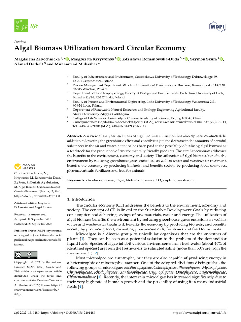 Algae For Circular Economy | PDF | Algae Fuel | Biofuel