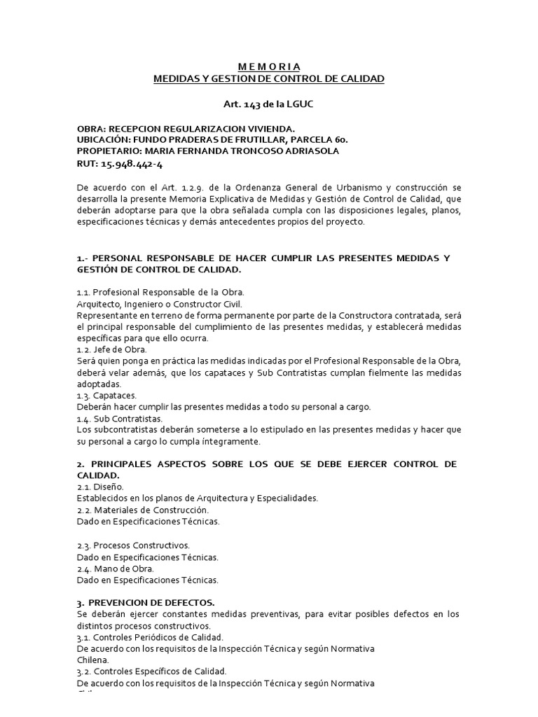 Medidas de Gestion y Control | PDF | Hormigón | Materiales de construcción