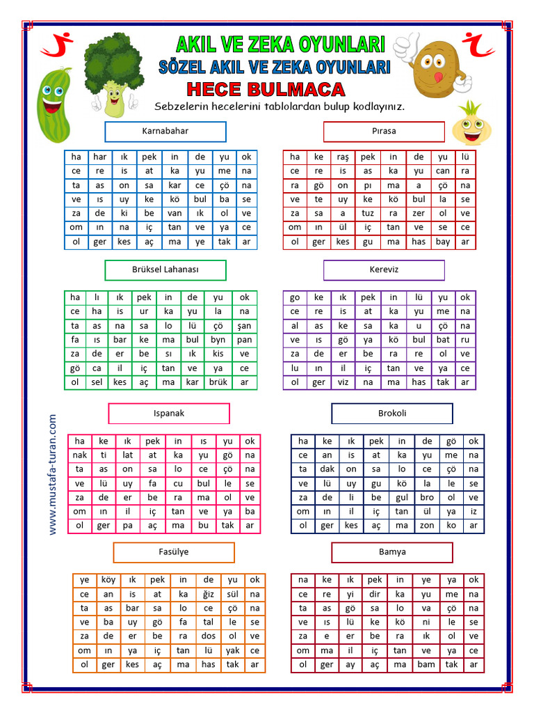28hece Bulmaca Sebzeler | PDF