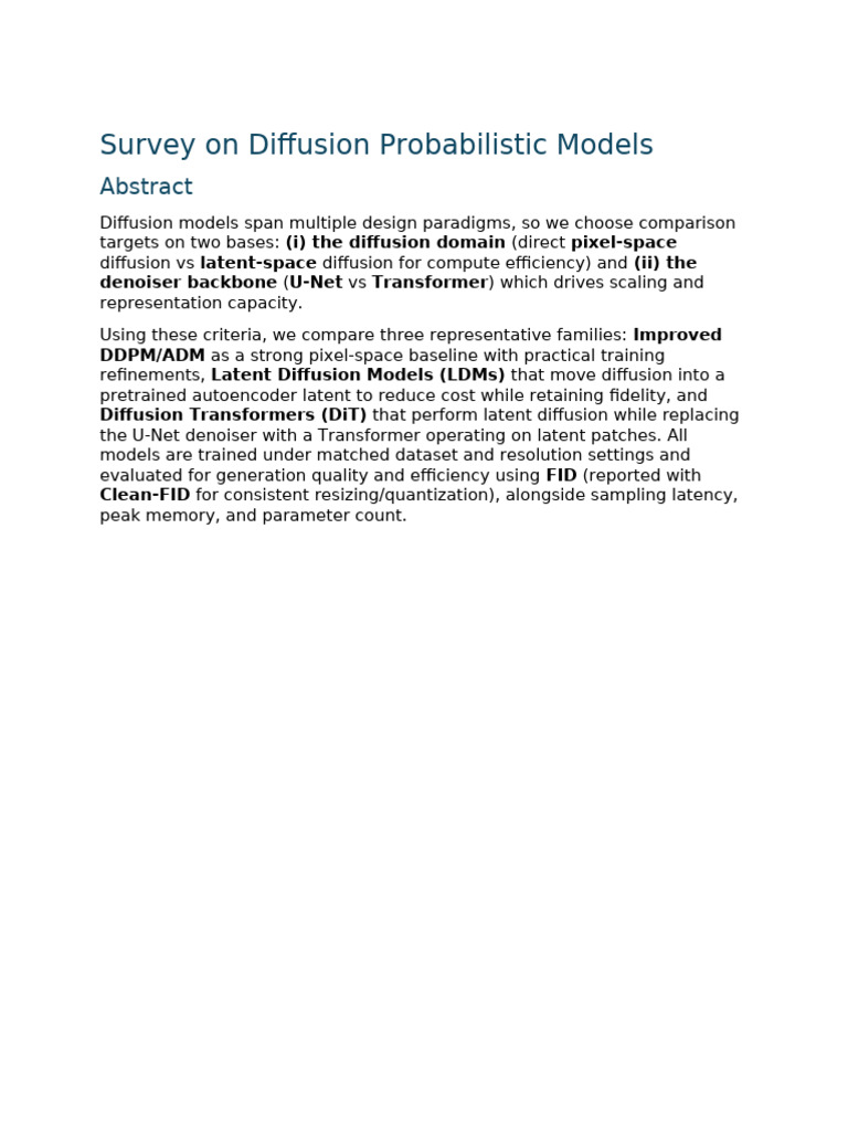 Survey On Diffusion Probabilistic Models | PDF