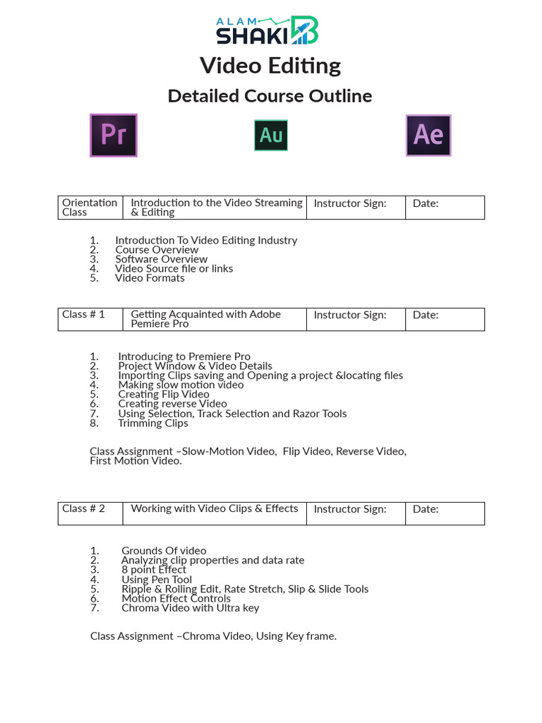 Video Editing Online Course Outline | PDF | Animation | 3 D Computer ...