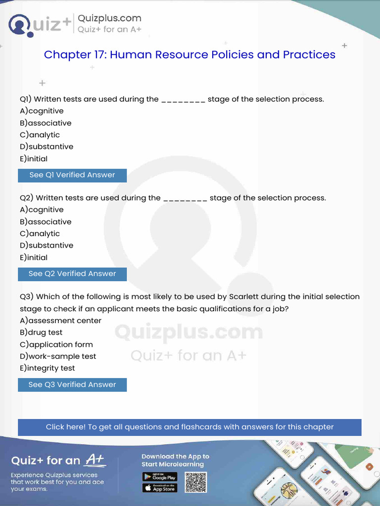 Written Tests Are Used During The Stage of The Selection Process | PDF ...