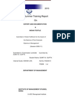 Summer Training Report On: Export and Documentation & Indian Textile