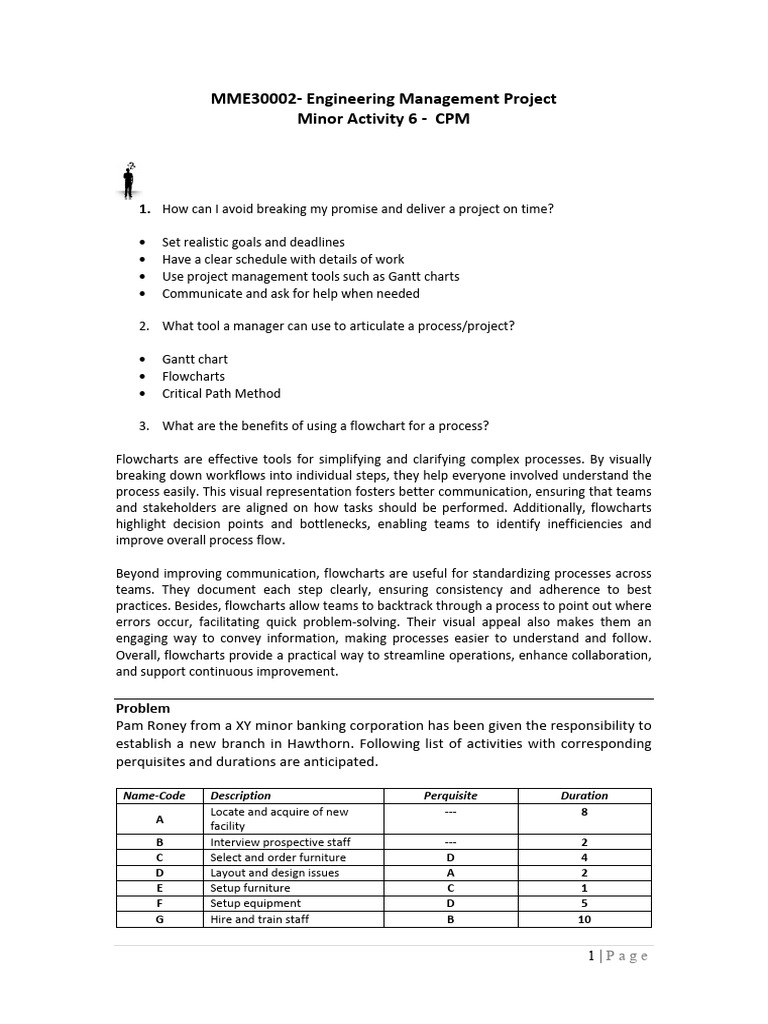 MME30002-Engineering Management Project Minor Activity 6 - CPM | PDF ...