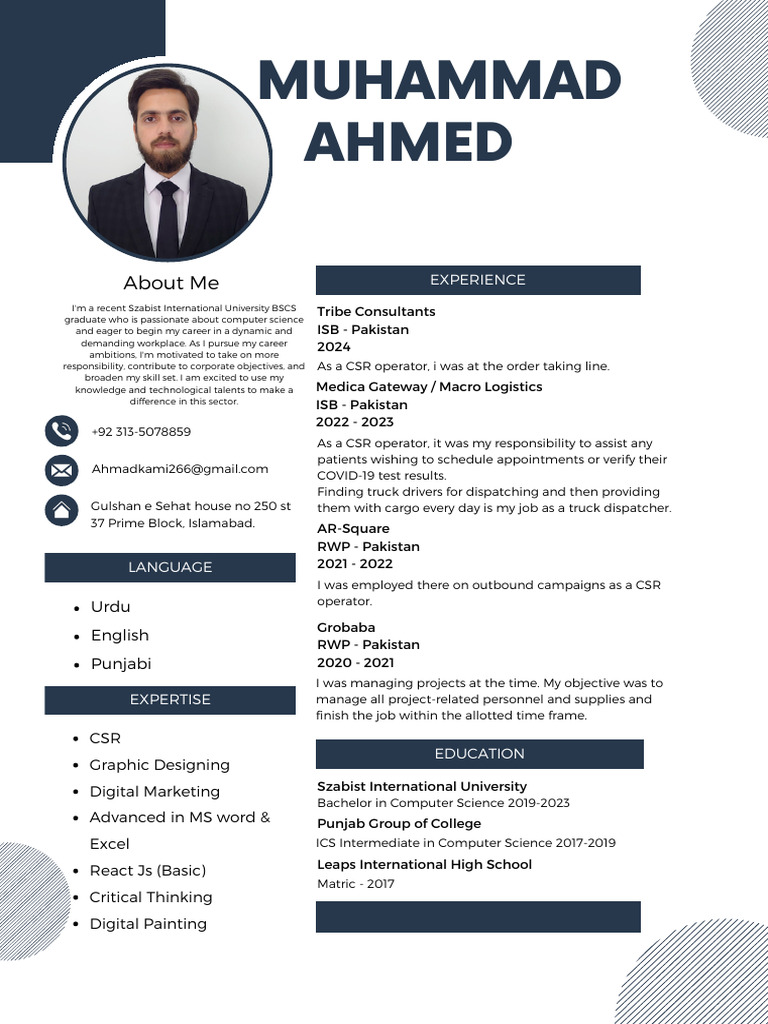 CV Muhammad Ahmed | PDF