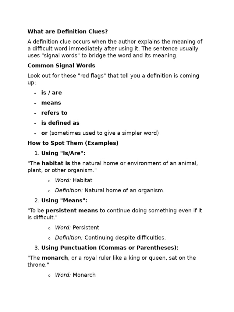 Definition Clues | PDF