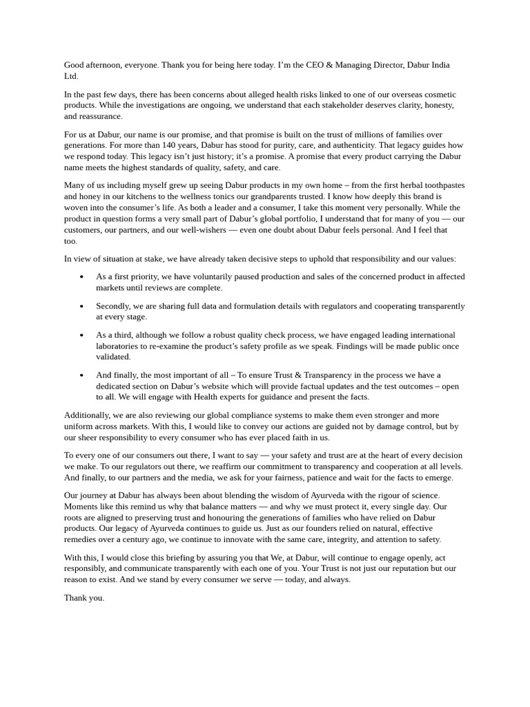 Speech Script | PDF | Business