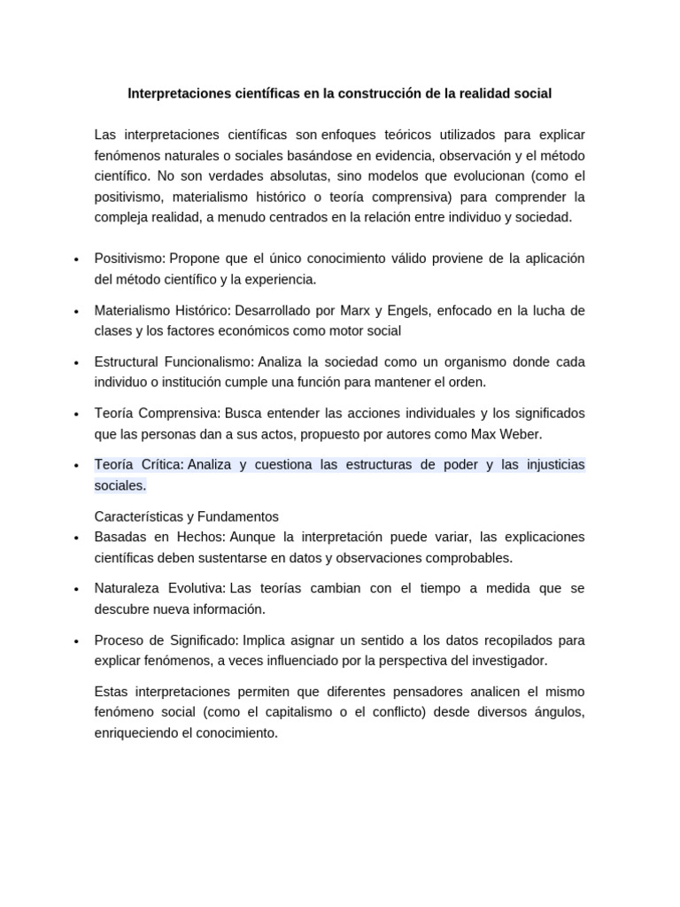 Interpretaciones Científicas en La Construcción de La Realidad Social | PDF