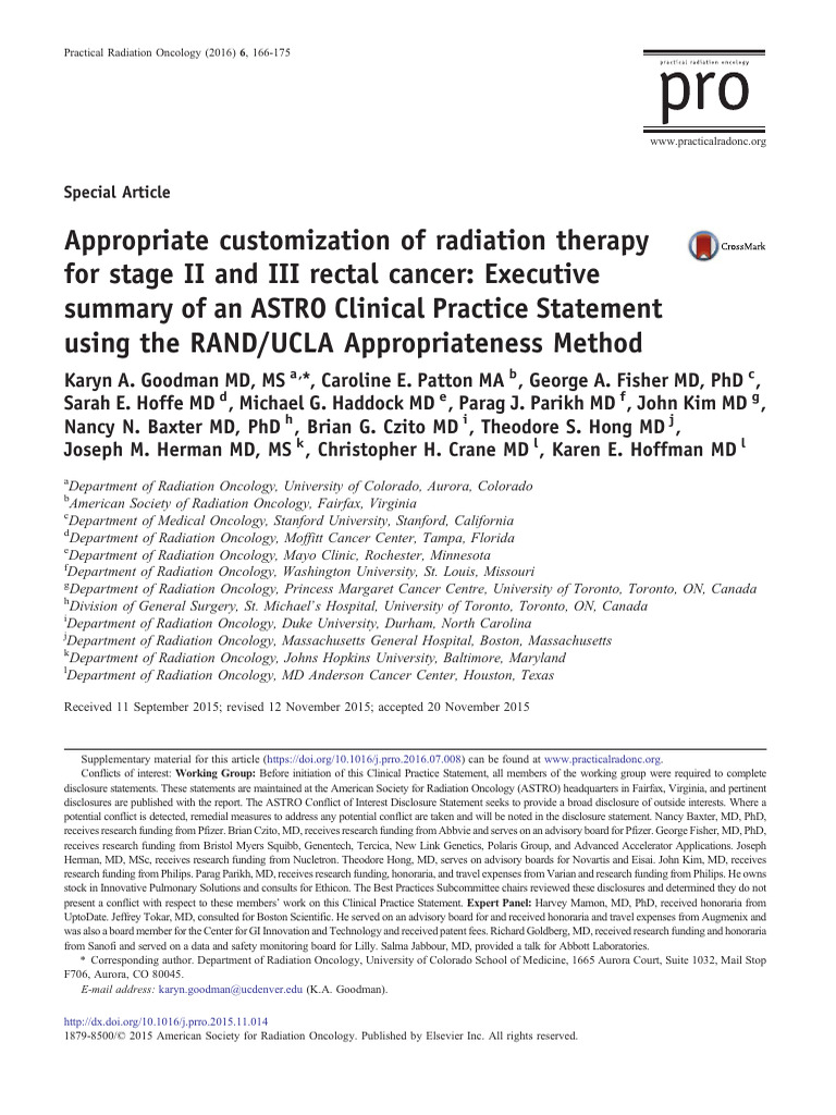 ASTRO Rectal Cancer RAND UCLA Stratification | PDF | Radiation Therapy ...