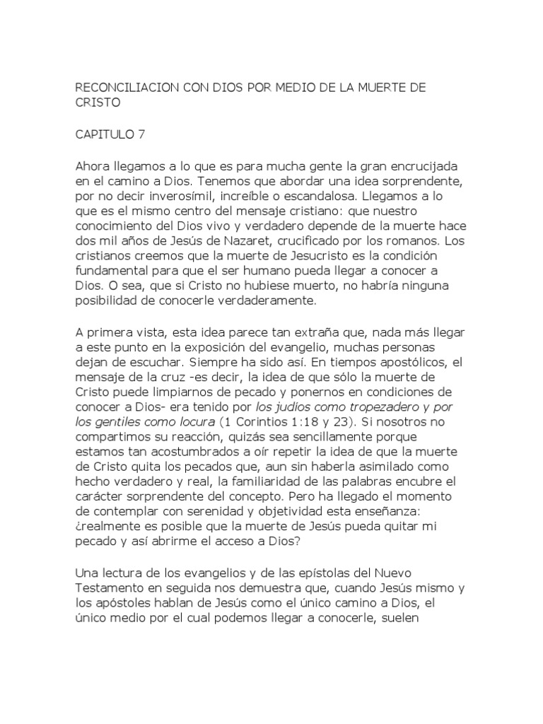 Reconciliacion Con Dios Por Medio de La Muerte de Cristo | PDF | Pecado ...