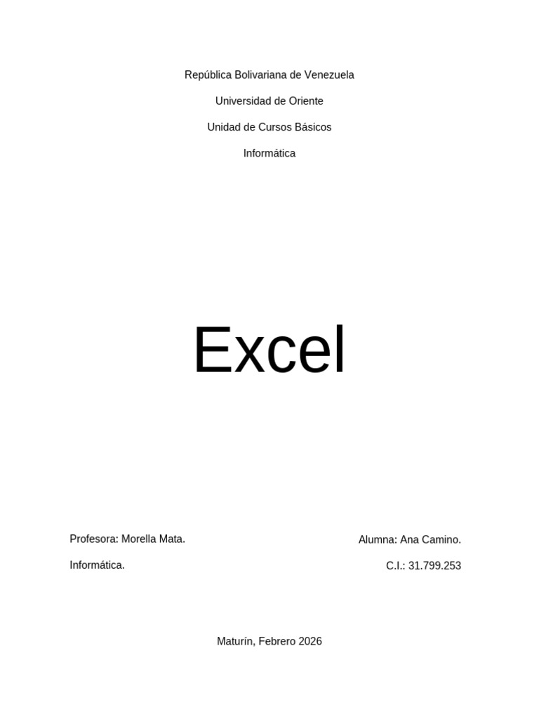 Excel Trabajo Informática | PDF | Microsoft Excel | Microsoft