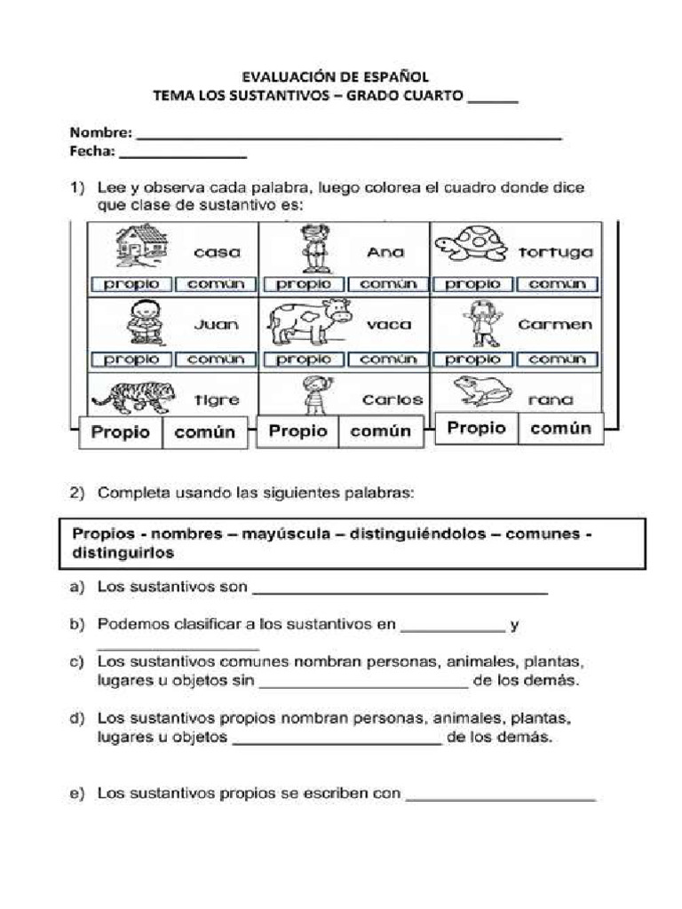 Examen de Lenguaje Cuarto A DB | PDF