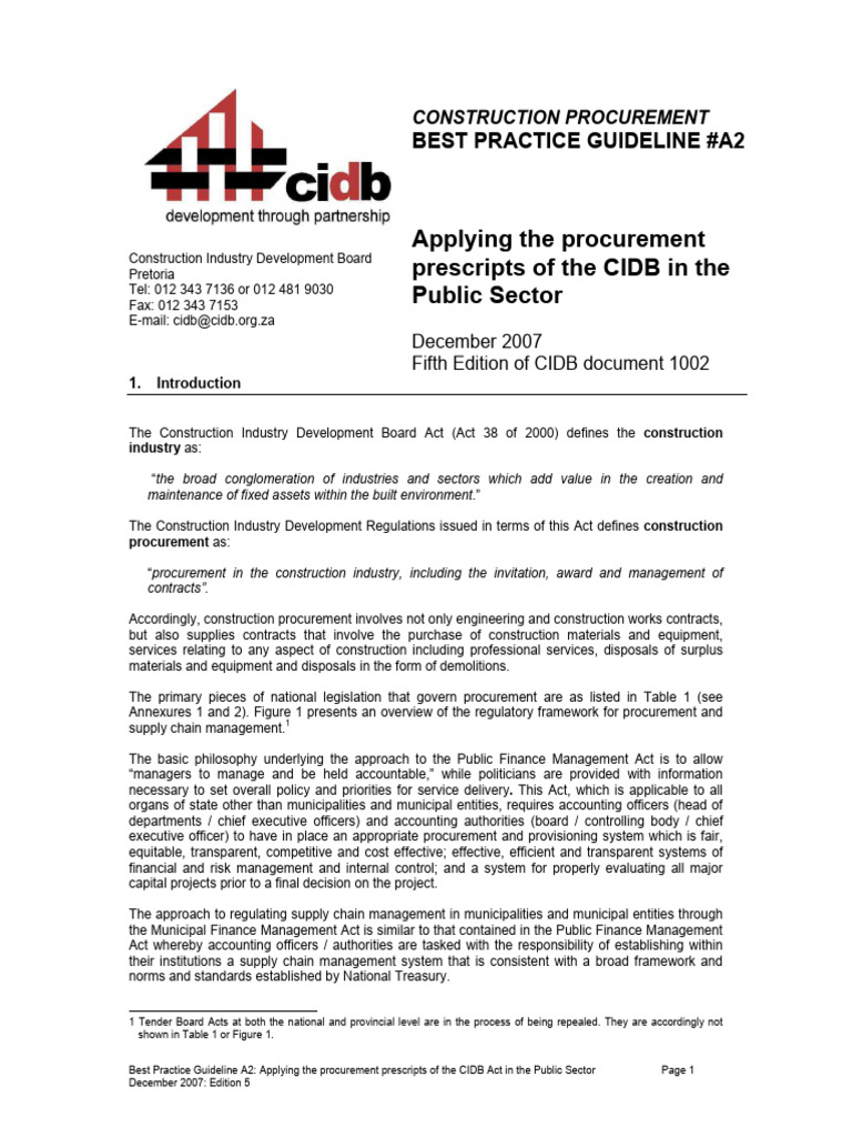BEST PRACTICE GUIDELINE A2 - Applying The Procurement Prescripts of The ...