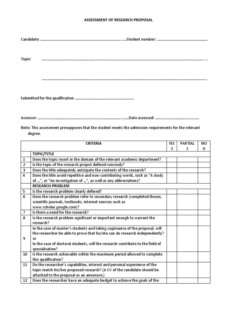 Proposal Assessment Pdf Sampling Statistics Thesis