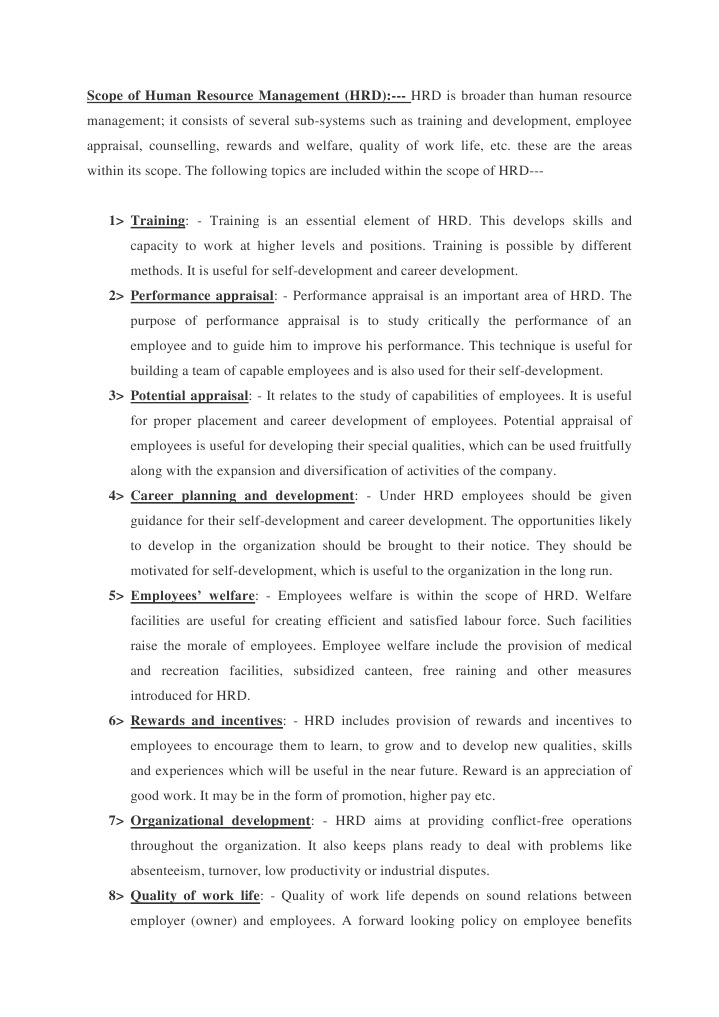 Scope of Human Resource Management | PDF | Employment | Performance ...