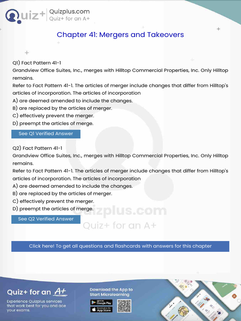 Refer To Fact Pattern 411 The Articles of Merger Include Changes That ...