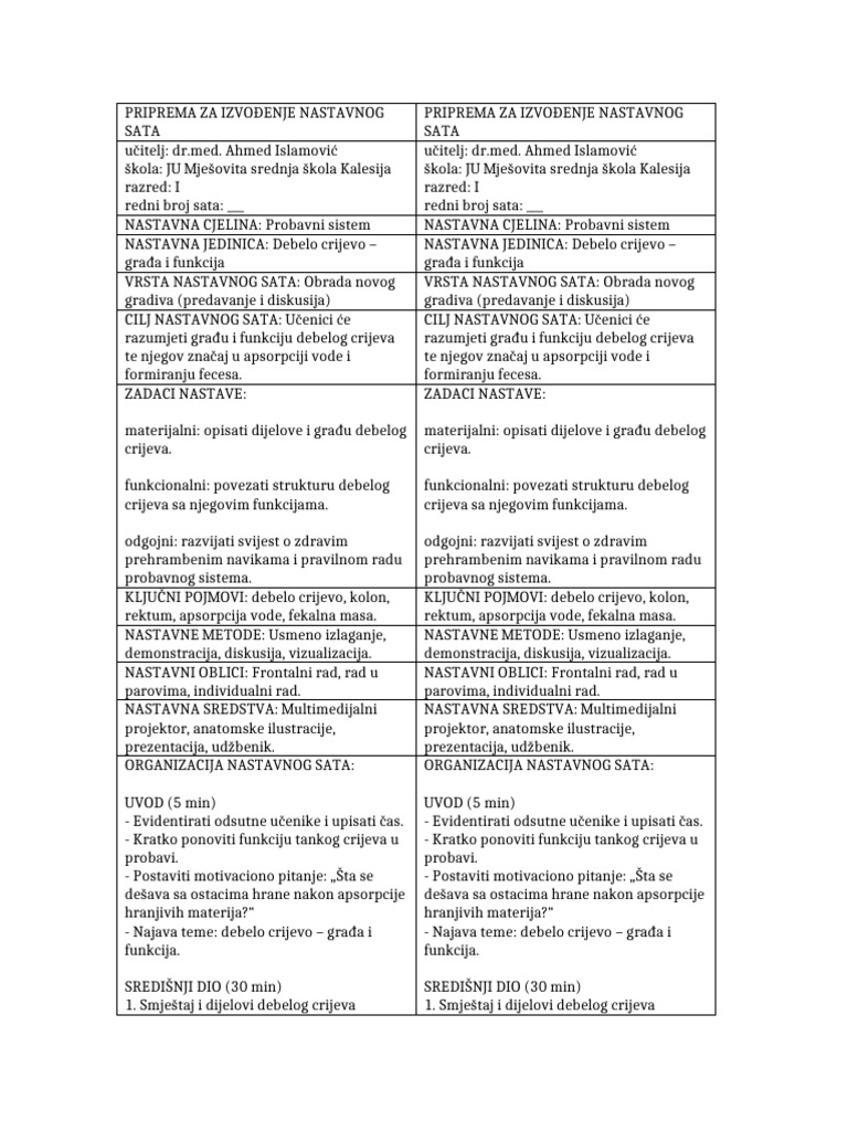 Priprema Debelo Crijevo Gradja Funkcija | PDF