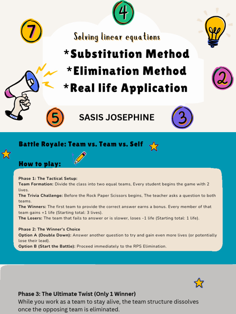 Substitution and Elimination Method | PDF | Equations | Mathematical ...