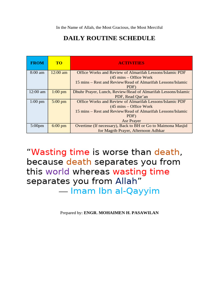 Daily Routinev2 | PDF