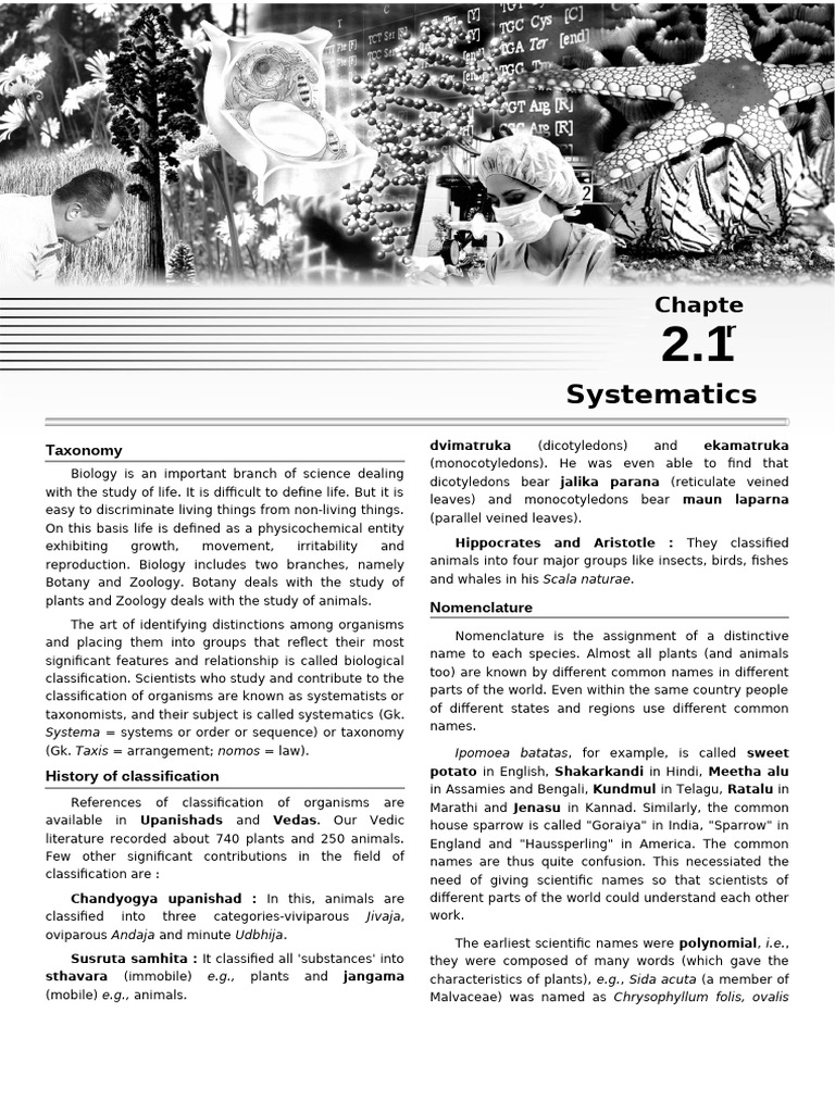 CHP 2.1 Systematics Theory Final 01 | PDF | Taxonomy (Biology) | Species