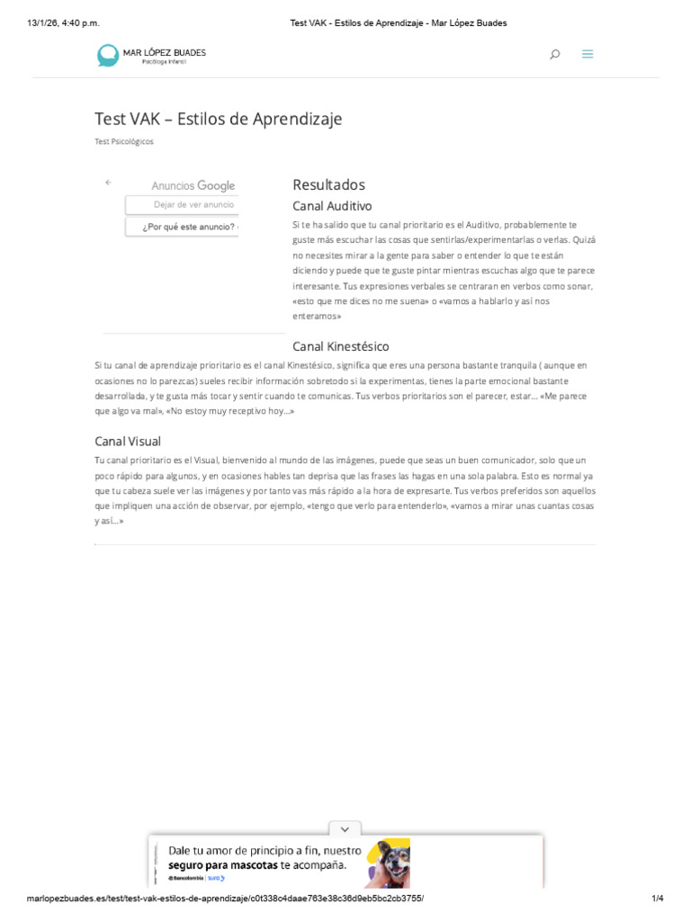Test VAK | PDF | Aprendizaje