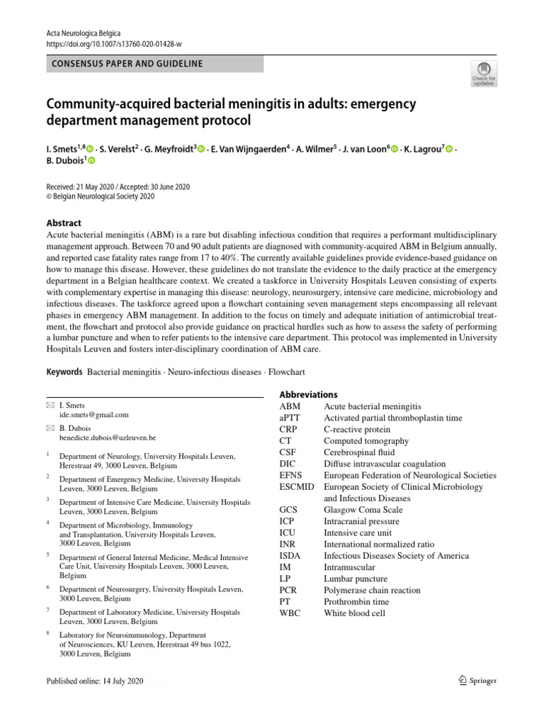 Community Acquired Bacterial Meningitis in Adults Emergency | PDF ...