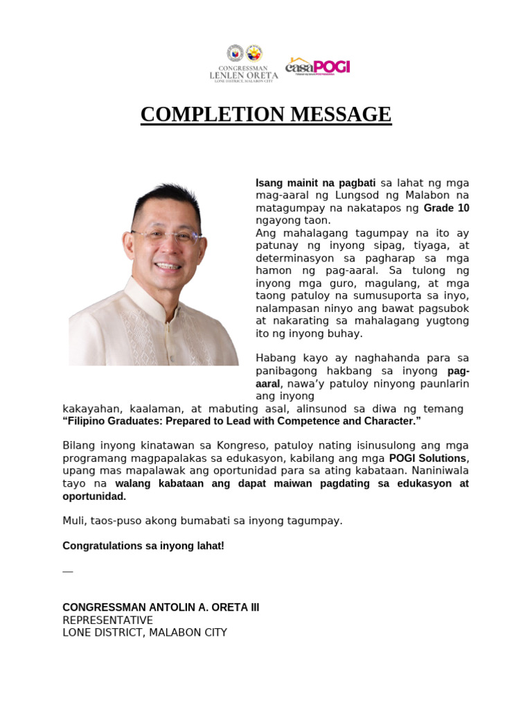Completion Message Llo | PDF