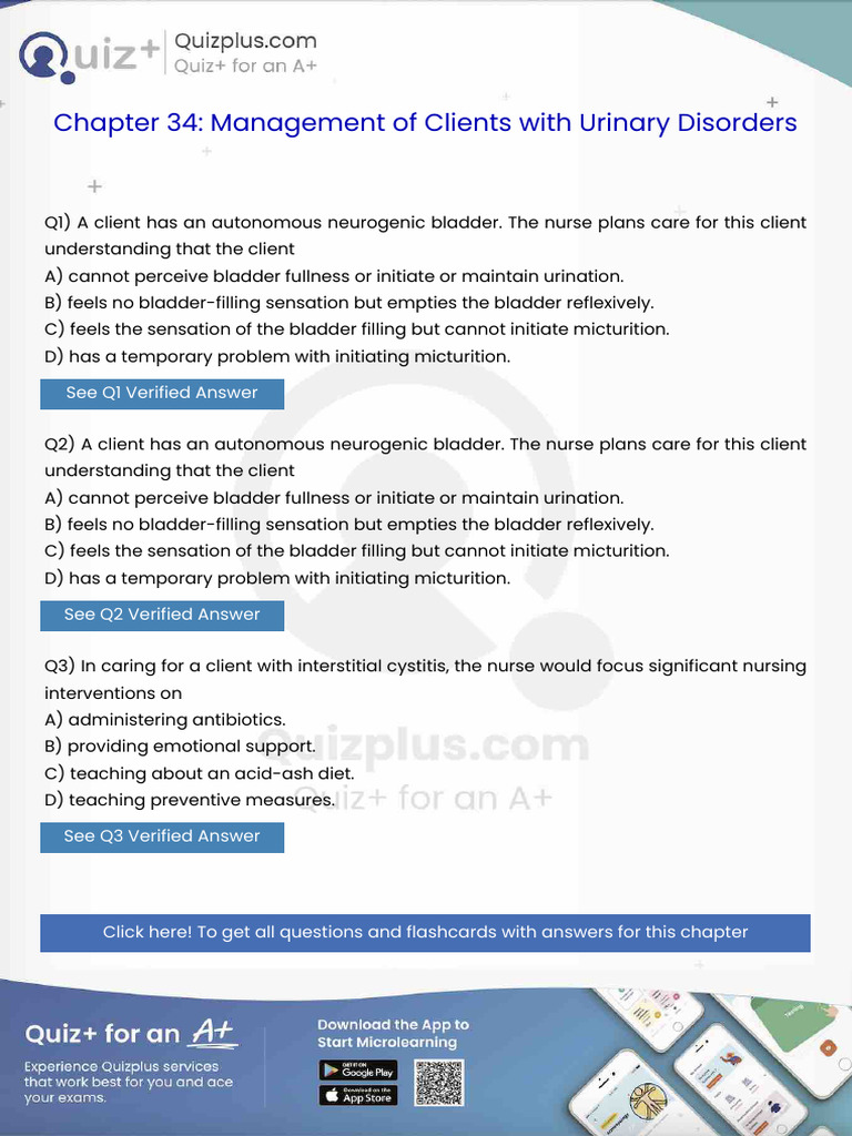 A Client Has An Autonomous Neurogenic Bladder The Nurse Plans Care For ...