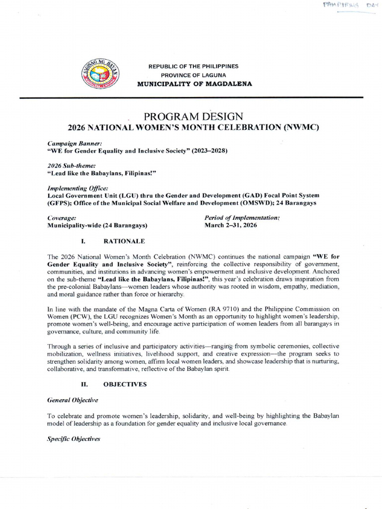 2026 Womens Month Celebration Program Design | PDF