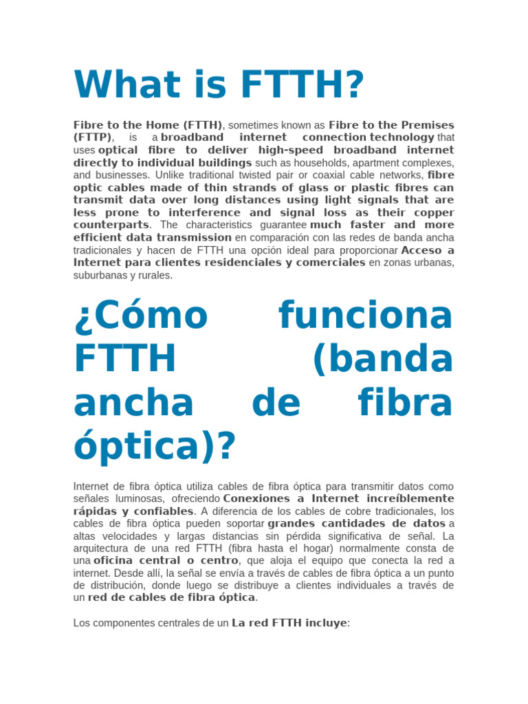 What Is FTTH | PDF | Red de computadoras | Fibra a la X