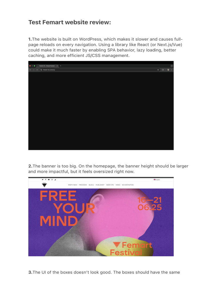 Test Femart Website Review | PDF | Search Engine Optimization | Page Layout
