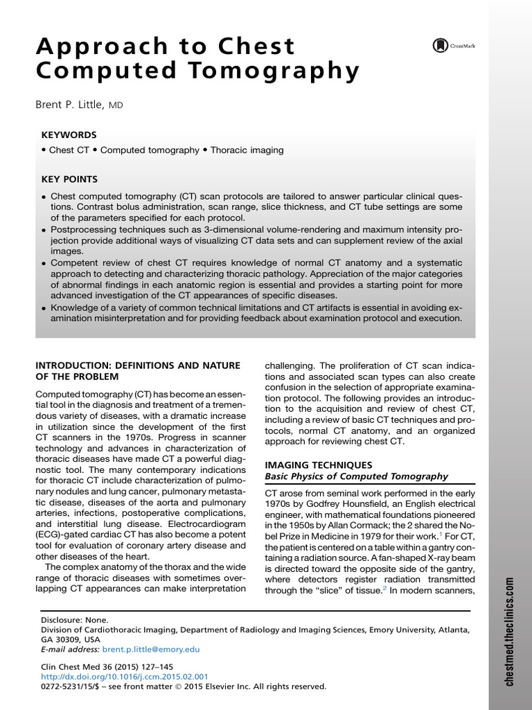 Approach To Chest CT | PDF | Ct Scan | Vein