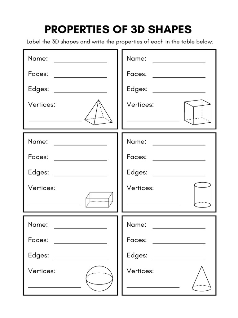 3D Shapes Worksheets | PDF