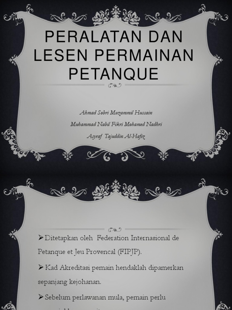 Peralatan Dan Lesen Permainan Petanque