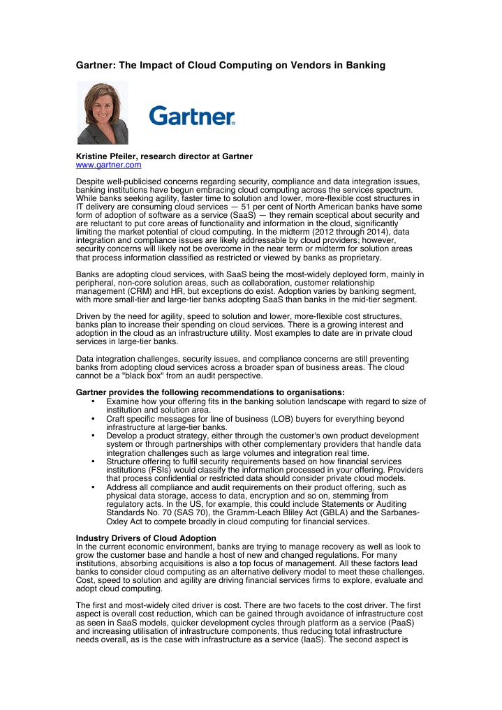 Cloud Computing in Banking: Challenges & Adoption | PDF | Software As A ...