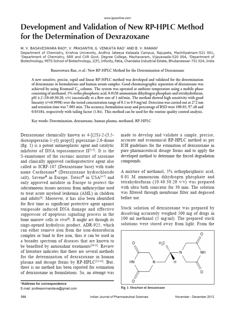 Development and Validation of New RP-HPLC Method F | PDF | High ...