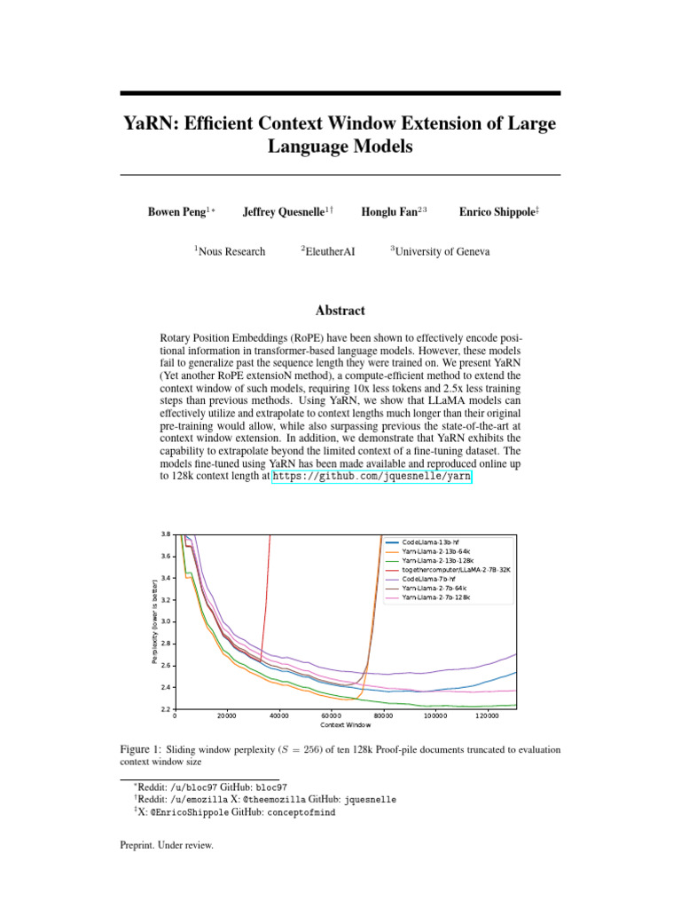 YaRN - Efficient Context Window Extension of Large Language Models ...