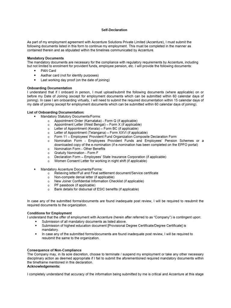Acc Self Declaration Laterals Execs | PDF | Business