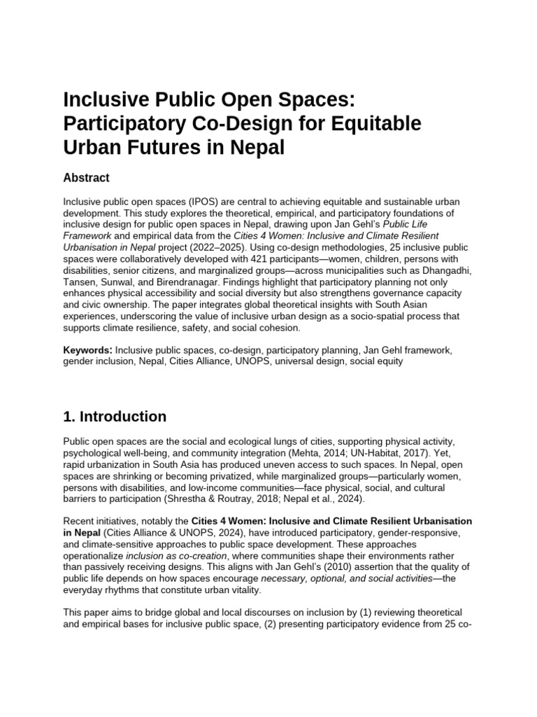 Inclusive Public Open Spaces | PDF