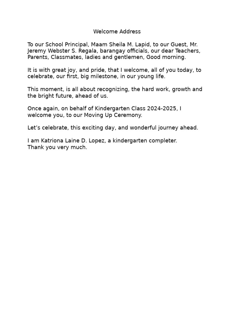 Welcome Address | PDF