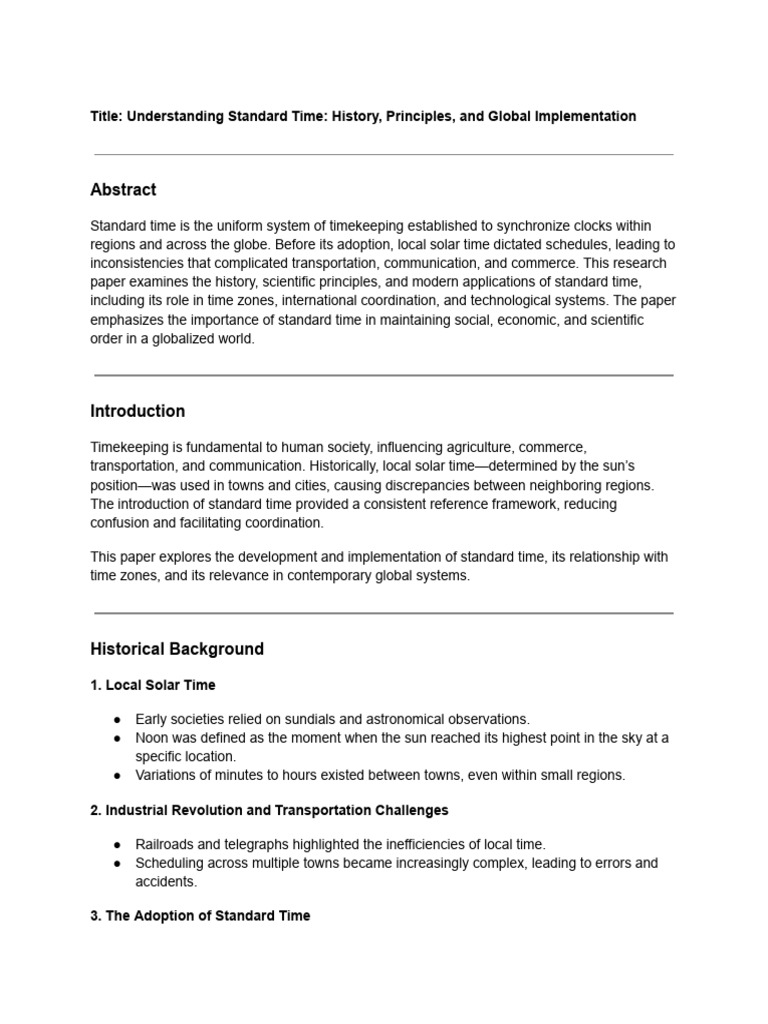 Title - Understanding Standard Time - History, Principles, and Global ...