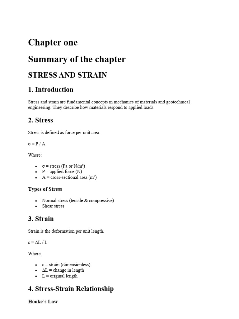 Chapter one- stress and strain | PDF | Deformation (Engineering ...