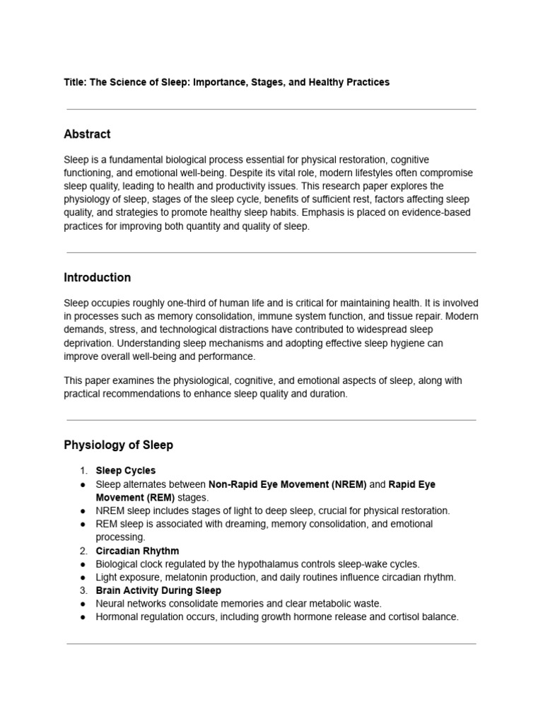 Title - The Science of Sleep - Importance, Stages, and Healthy ...