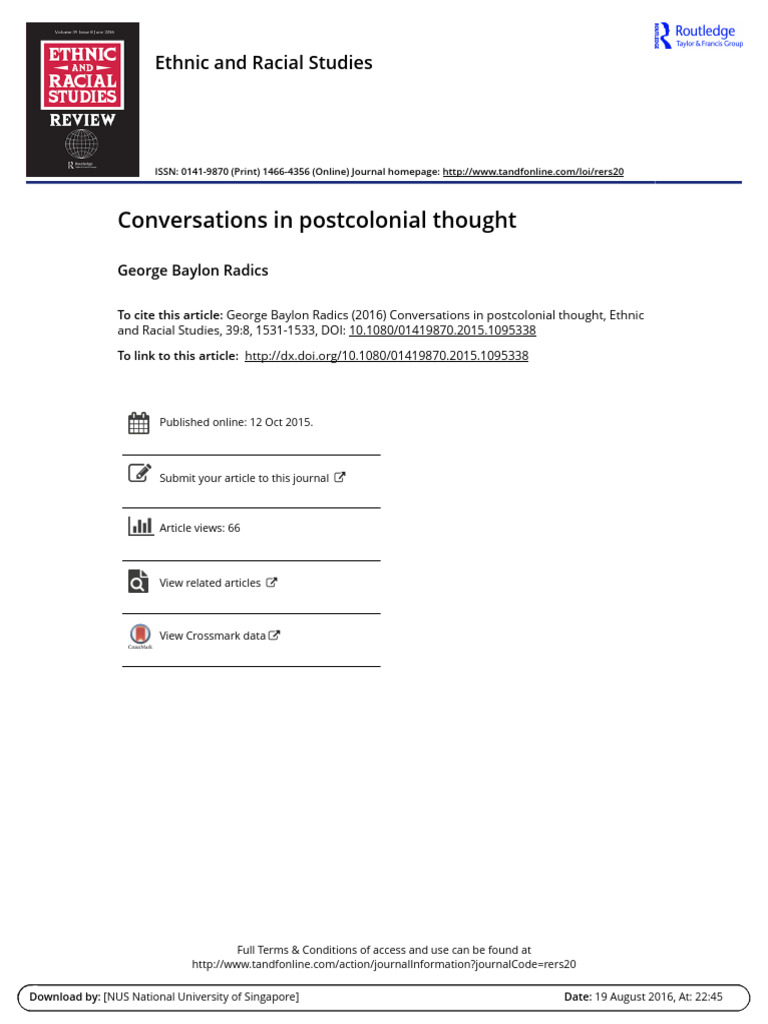Conversations in Postcolonial Thought | PDF | Postcolonialism