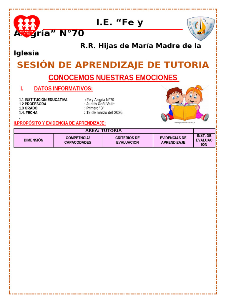 Sesion Conocemos Nuestras Emociones Tutoria | PDF | Las emociones ...