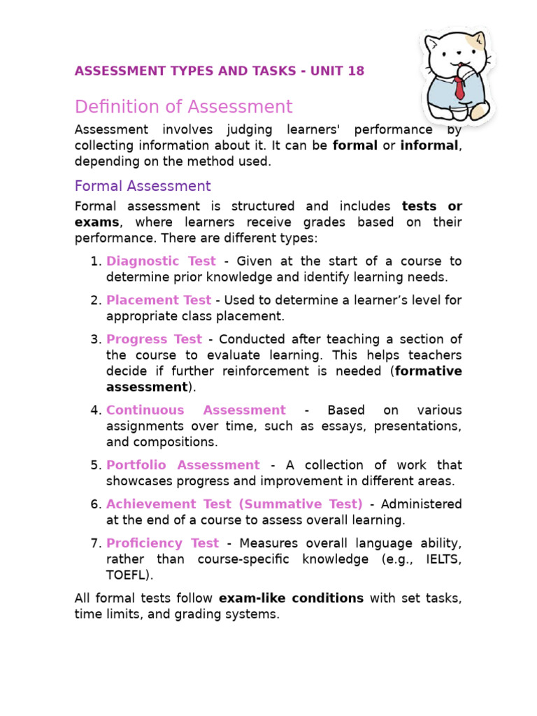 Assessment Types and Tasks | PDF | Educational Assessment | Learning